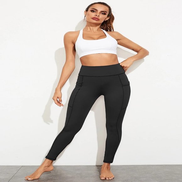 Exposed Seam Ruched Yoga Leggings - Picture 1 of 4
